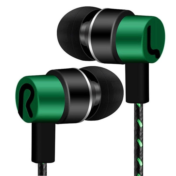 Universal 3.5Mm Stereo Mobile Phone Headphones Braided Wiring In Ear Headset Green Wired Earphones