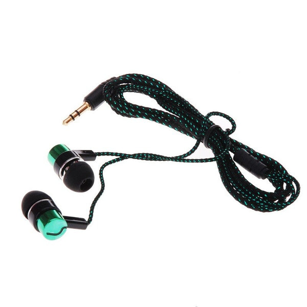 Universal 3.5Mm Stereo Mobile Phone Headphones Braided Wiring In Ear Headset Green Wired Earphones