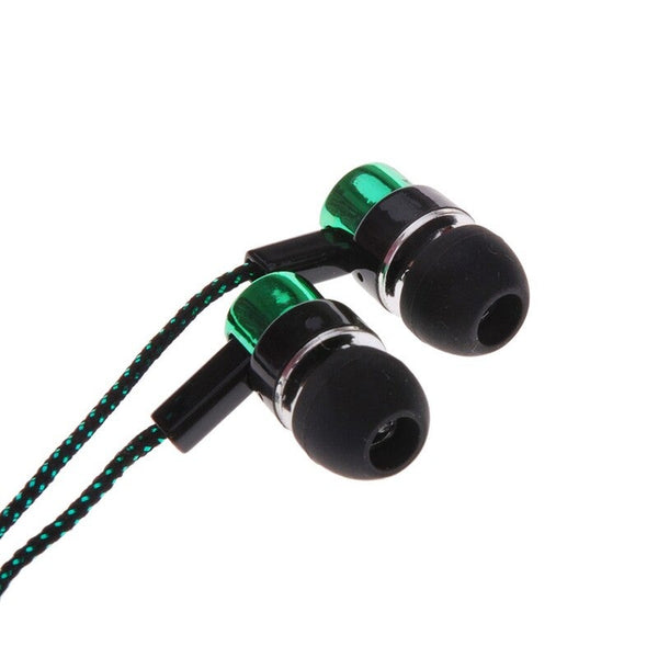 Universal 3.5Mm Stereo Mobile Phone Headphones Braided Wiring In Ear Headset Green
