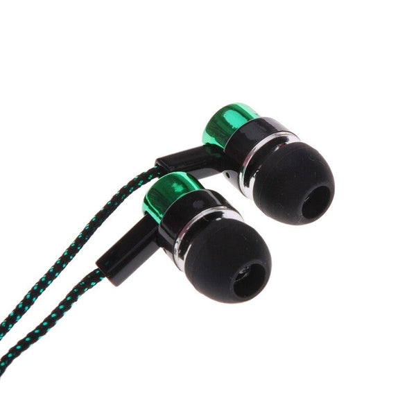 Universal 3.5Mm Stereo Mobile Phone Headphones Braided Wiring In Ear Headset Green Wired Earphones