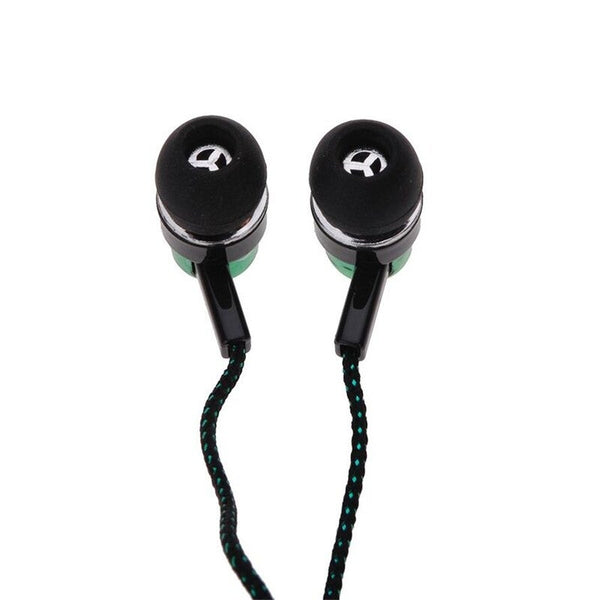 Universal 3.5Mm Stereo Mobile Phone Headphones Braided Wiring In Ear Headset Green