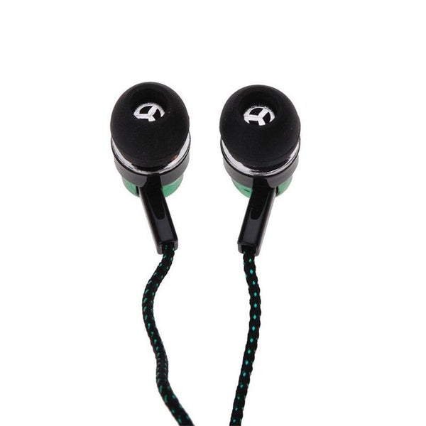 Universal 3.5Mm Stereo Mobile Phone Headphones Braided Wiring In Ear Headset Green Wired Earphones