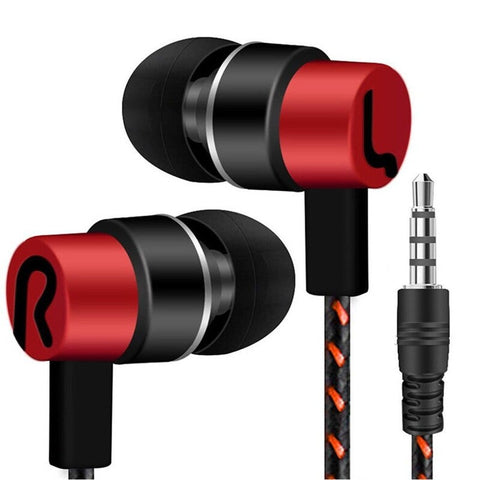 Universal 3.5Mm Stereo Mobile Phone Headphones Braided Wiring In Ear Headset Red Wired Earphones