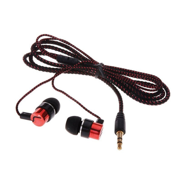 Universal 3.5Mm Stereo Mobile Phone Headphones Braided Wiring In Ear Headset Red
