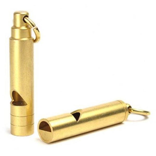 Brass High Frequency Survival Whistle Emergency Tool Gold Round Head