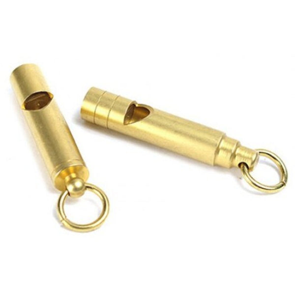 Brass High Frequency Survival Whistle Emergency Tool Gold Round Head Safety Whistles