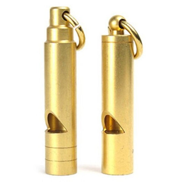 Brass High Frequency Survival Whistle Emergency Tool Gold Round Head Safety Whistles