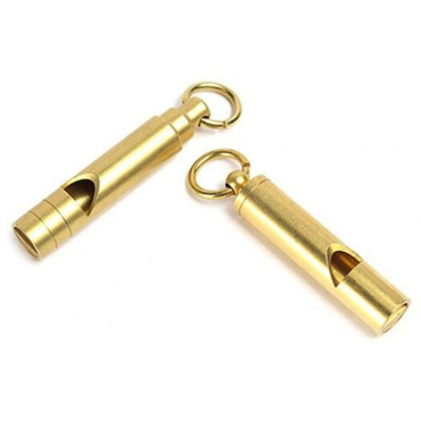 Brass High Frequency Survival Whistle Emergency Tool Gold Round Head Safety Whistles