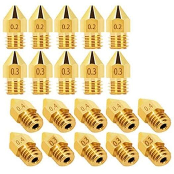 Brass Nozzle For Creality Ender 3 / 10 10S Pro U20 U30 Anet Anycubic 1.75Mm 3D Printer5pcs Gold 0.2Mm 3D Printer Parts