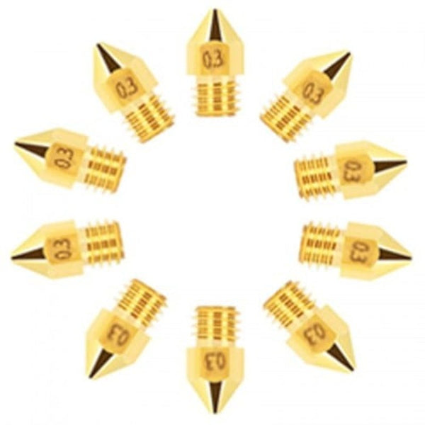 Brass Nozzle For Creality Ender 3 / 10 10S Pro U20 U30 Anet Anycubic 1.75Mm 3D Printer5pcs Gold 0.2Mm 3D Printer Parts