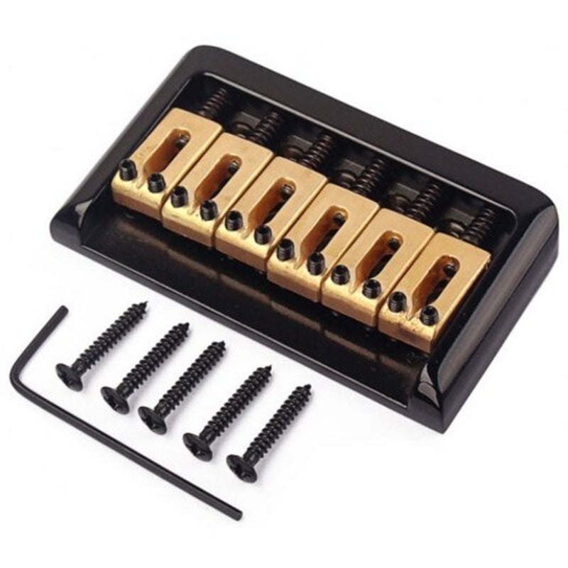 Brass Saddle 6 String Fixed Hard Tail Hardtail Guitar Bridge Black Guitar Parts