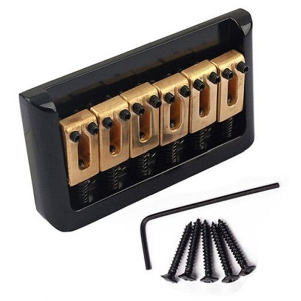 Brass Saddle 6 String Fixed Hard Tail Hardtail Guitar Bridge Black Guitar Parts