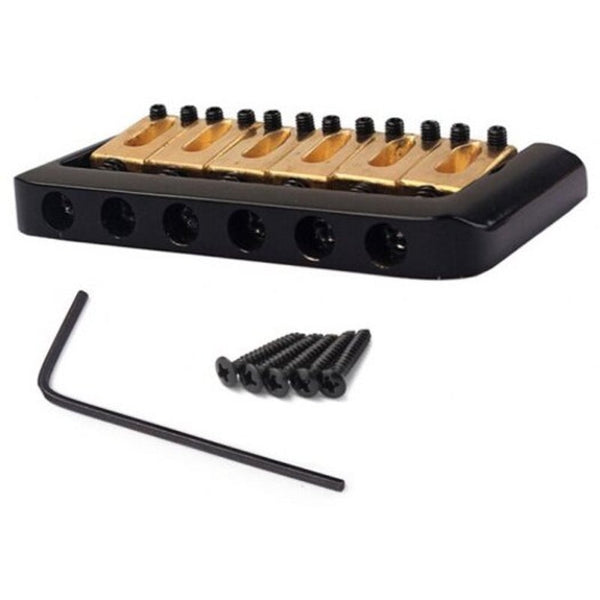 Brass Saddle 6 String Fixed Hard Tail Hardtail Guitar Bridge Black Guitar Parts