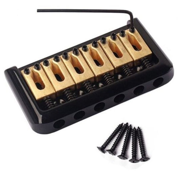 Brass Saddle 6 String Fixed Hard Tail Hardtail Guitar Bridge Black Guitar Parts