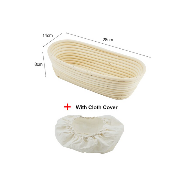 Banneton Brotform Dough Rattan Bread Proofing Basket With Cloth Cover 28X14x8cm