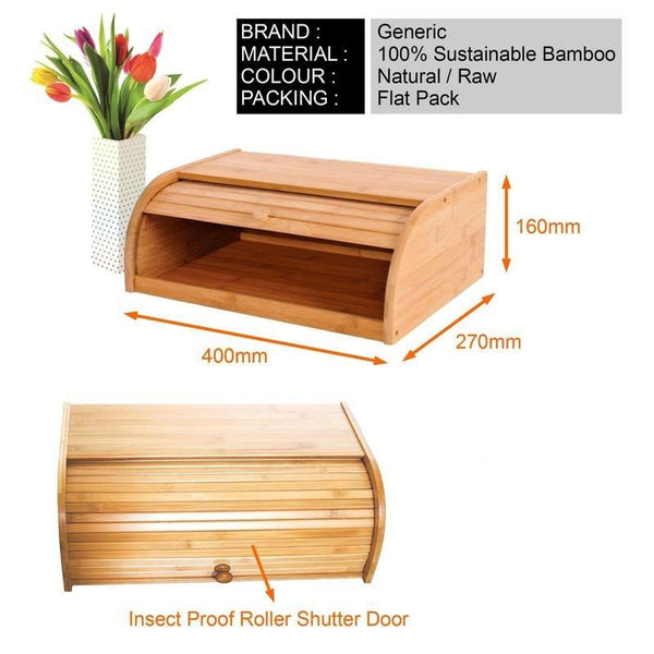 Eco Friendly Bamboo Bread Bin Roll Up Kitchen Storage Box Bread Bins