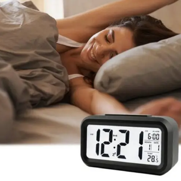 Digital Month Temperature Date Shows Snooze Alarm Clock Night Light