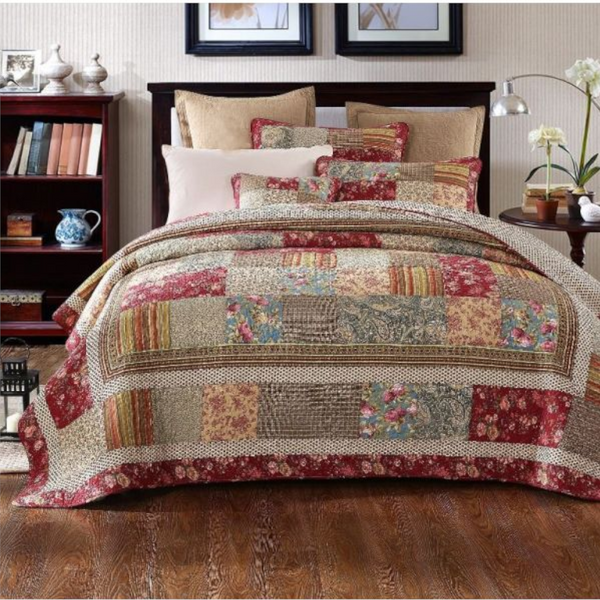 Broadway 100% Cotton Quilted 3 Piece Bedspread Coverlet Set Queen Queen Doonas