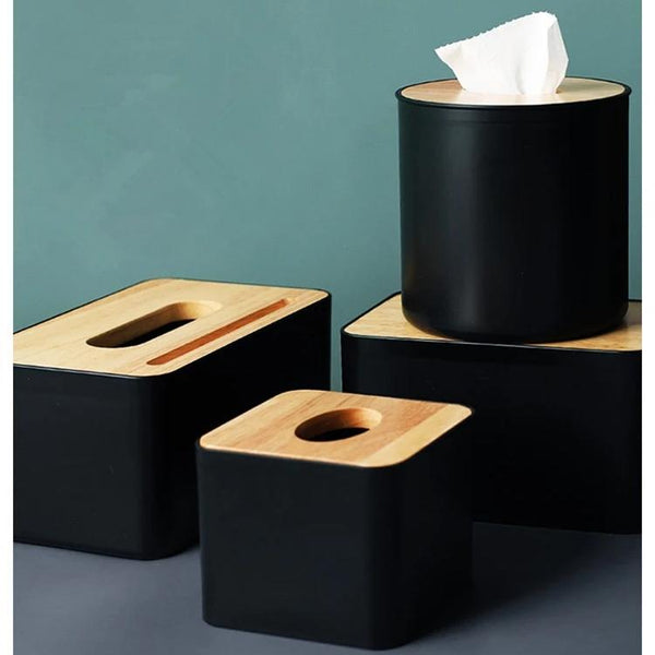 Black And Wooden Tissue Box Cover Home Decor