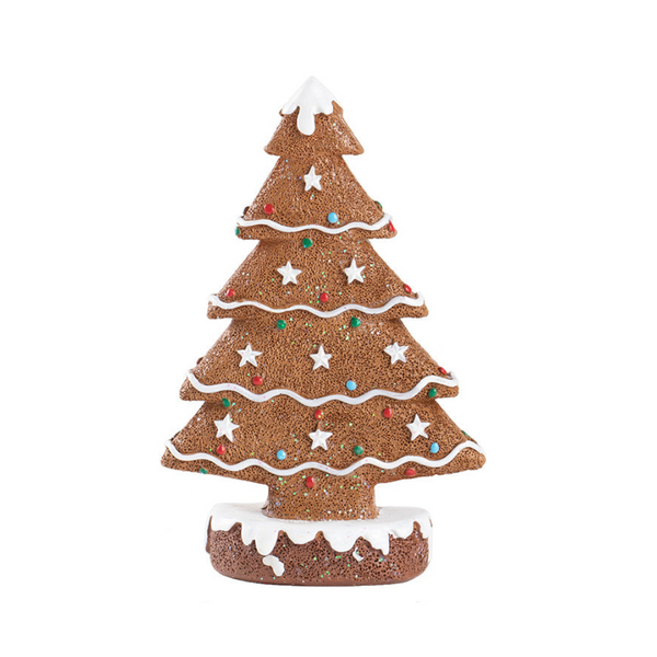 Brown Charming Gingerbread Christmas Tree Figurine Festive Resin Holiday Table Decor Ornament Sculptures & Figurines