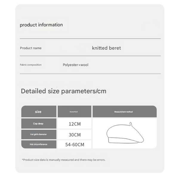 Brown Inspired Knitted Beret Stretchy & Comfortable Wool Blend Cap Hats