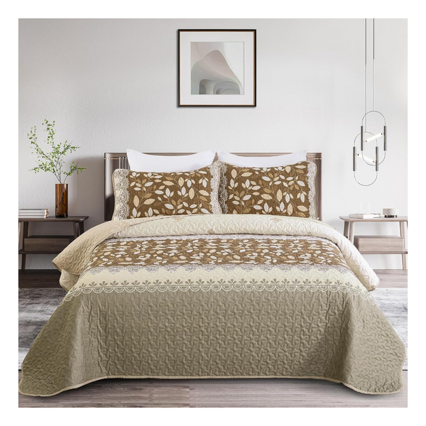 Sophisticated Quilted Bedspread And Pillowcases Set: Exquisite Design Comfort Queen Size Queen Doonas