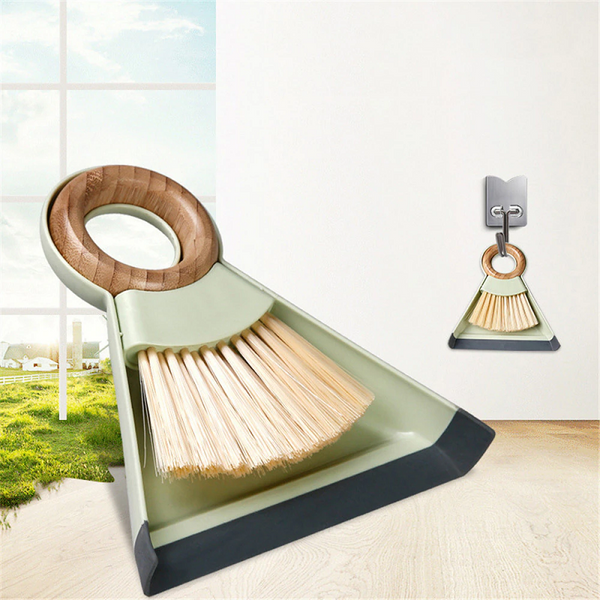 Green Wooden Handle Small Broom And Dustpan Set Mini Desktop Floor Cleaning Keyboard Brush With Shovel To Sweep The Hair Mops Brooms & Scrubbers