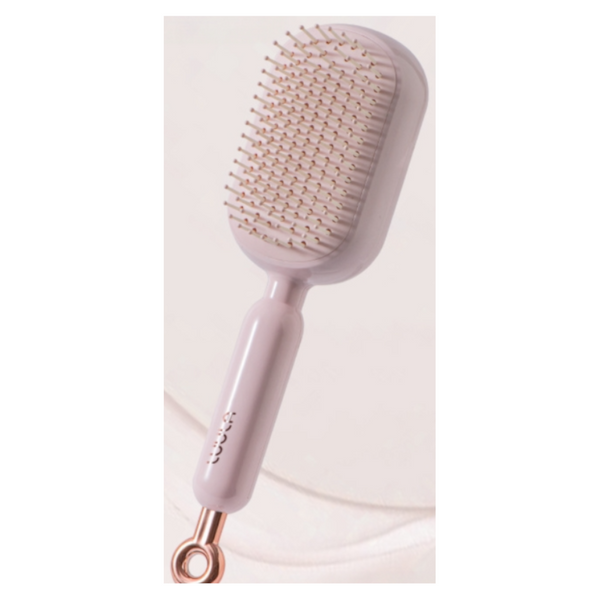 Pink Innovative Self Cleaning Cushion Hairbrush Retractable Bristle Detangling & Scalp Massager Brushes & Combs