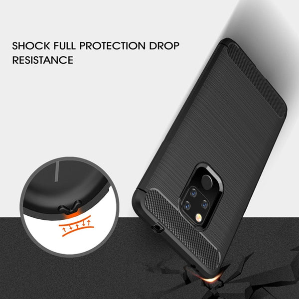 Brushed Texture Carbon Fiber Shockproof Tpu Case For Huawei Mate 20 Black