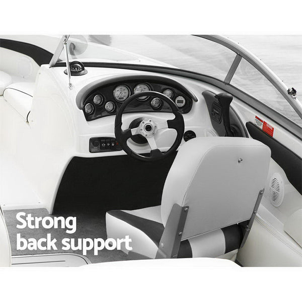 Set Of 2 Folding Swivel Grey Boat Seats