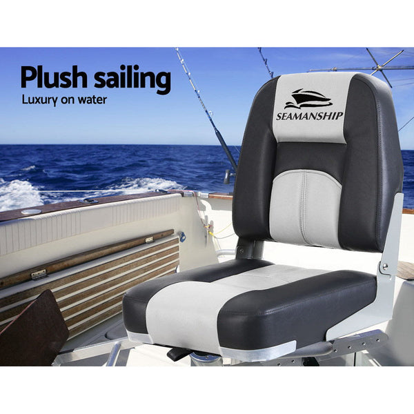 2X Folding Marine Seating Set Swivels All Weather Boat Seats