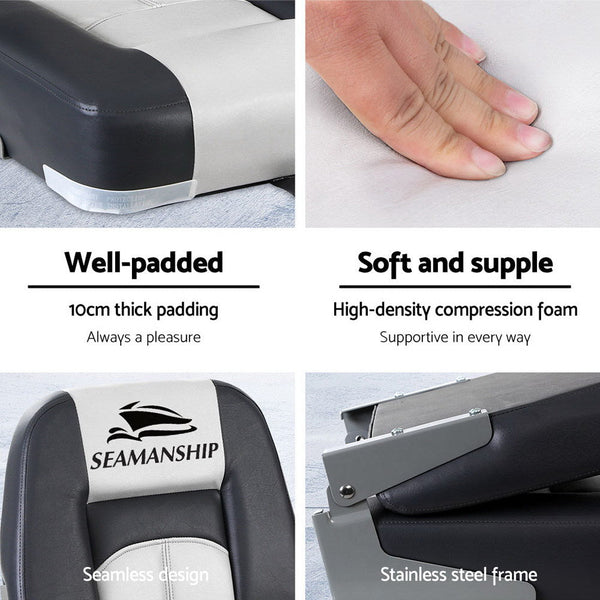 2X Folding Marine Seating Set Swivels All Weather Boat Seats