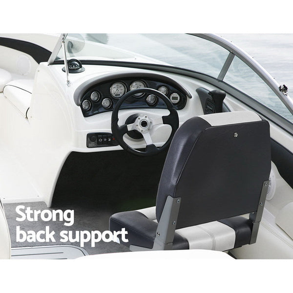 2X Folding Marine Seating Set Swivels All Weather Boat Seats