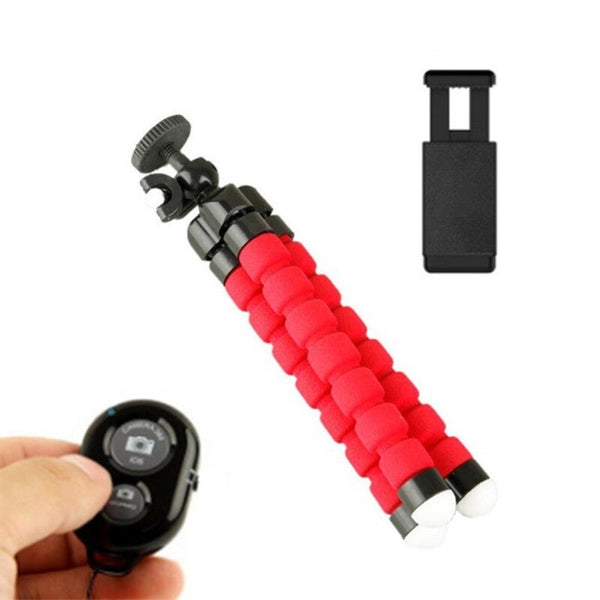 Bt Remote Control Mini Flexible Sponge Octopus Tripod For Smartphone Red Other Tripods & Supports