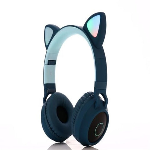 Bt028c Cat Ear Bluetooth Headphones Foldable Wireless Headset Greenish