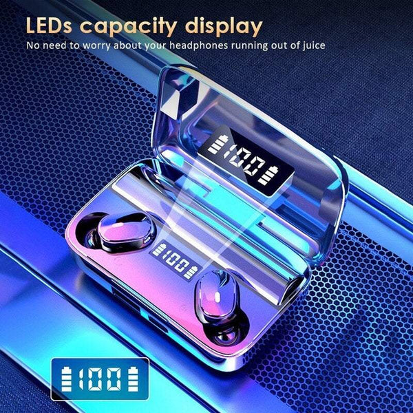 Bt5.0 True Wirelessly Stereo Sport Leds Display Headset Hi Fi Sound Earbuds