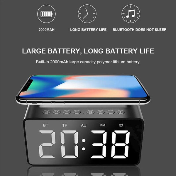 Bluetooth Wireless Phone Charger Digital Alarm Clock Chargers & Cradles