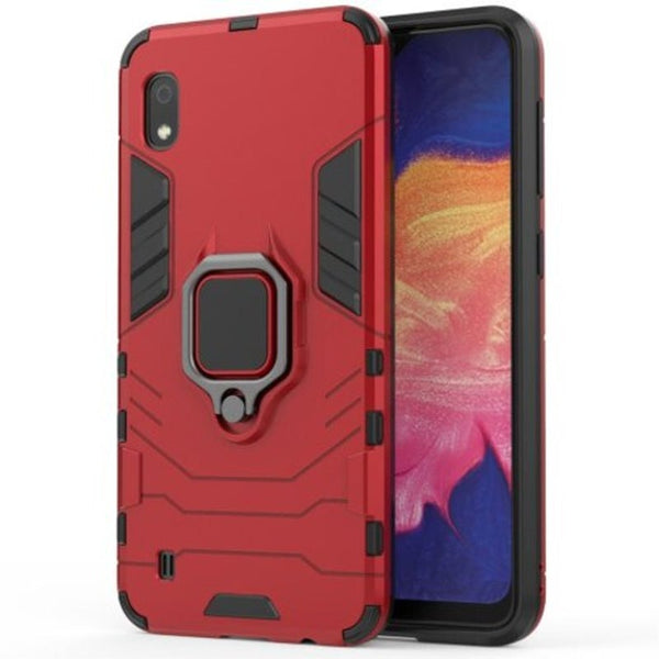 Buckle Frosted Drop Protection Shell Phone Case With Ring For Samsung Galaxy A10 Red