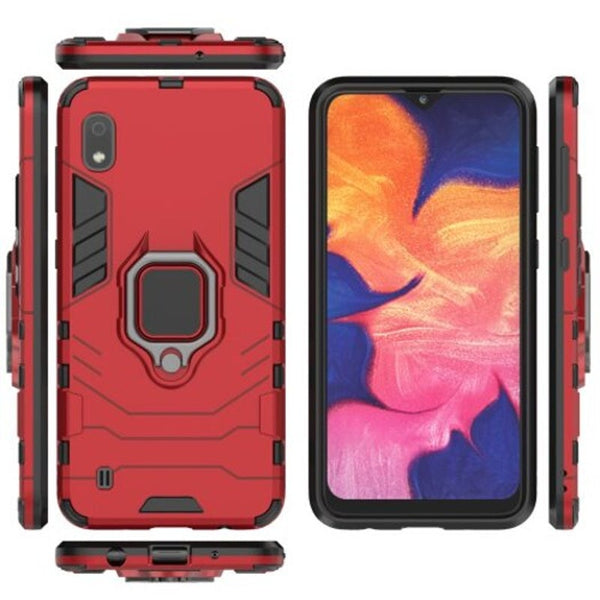 Buckle Frosted Drop Protection Shell Phone Case With Ring For Samsung Galaxy A10 Red