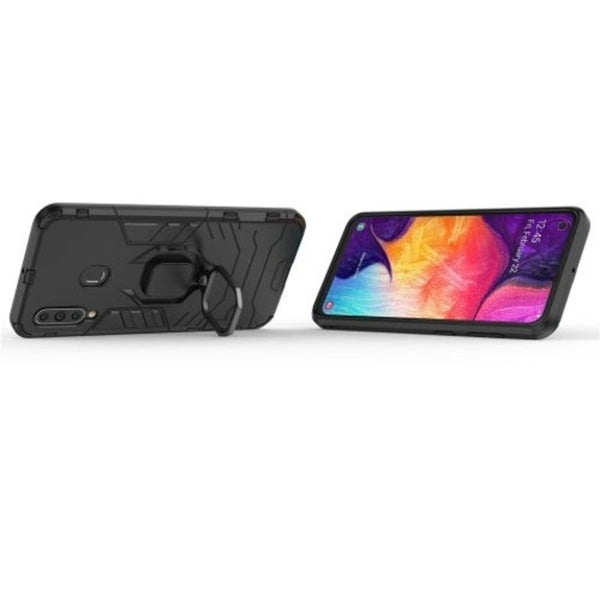 Buckle Frosted Drop Protection Shell Phone Case With Ring For Samsung Galaxy A60 Black