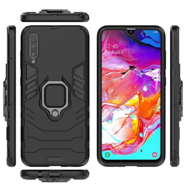 Buckle Frosted Drop Protection Shell Phone Case With Ring For Samsung Galaxy A70 Black