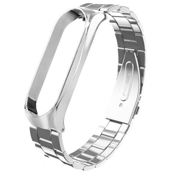 Buckle Solid Metal Replacement Wristband For Xiaomi Mi Band 3 Silver