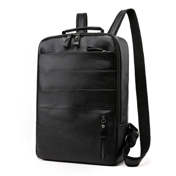 Business For Men Waterproof Pu Leather Laptop Bag Large Capacity Usb Charging Rucksack Male Fashion Bagpack Backpacks