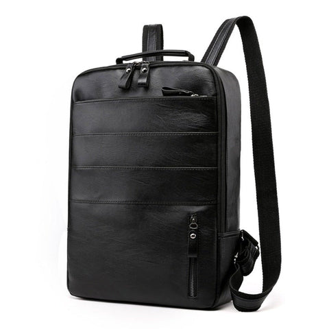 Business For Men Waterproof Pu Leather Laptop Bag Large Capacity Usb Charging Rucksack Male Fashion Bagpack Backpacks