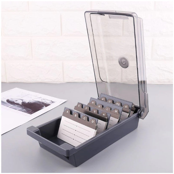 Business Card Holder Storage Box Capacity 500 Fit 2.2X3.6 In Cards 4 Divider Board 20 Z Guides Business Card Holders