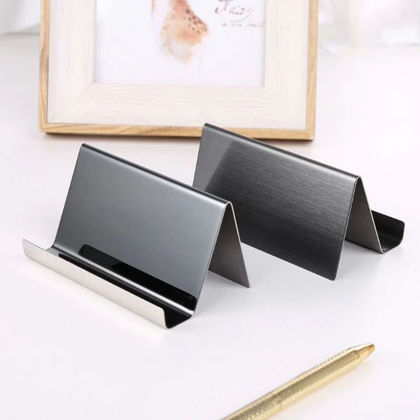 Stainless Steel Business Card Holder Display Stand Rack Desktop Table Organizer Business Card Holders