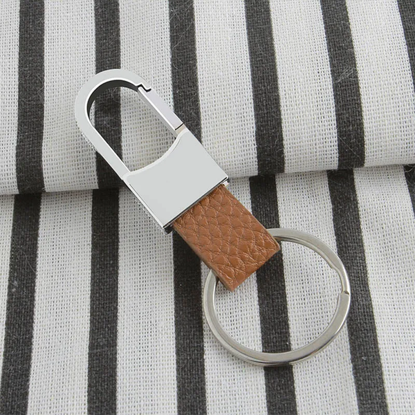 Men's Metal Leather Car Keychain Creative Small Gifts Event Giveaways Brown