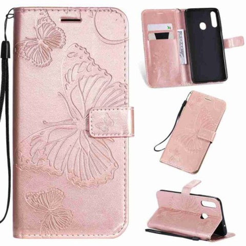 Butterfly Embossing Pu Phone Case For Samsung Galaxy A20s Rose Gold Cases Covers & Skins