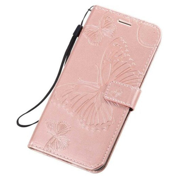 Butterfly Embossing Pu Phone Case For Samsung Galaxy A20s Rose Gold
