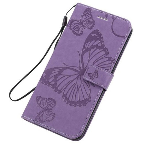 Butterfly Embossing Pu Phone Case For Samsung Galaxy A90 / A80 Purple